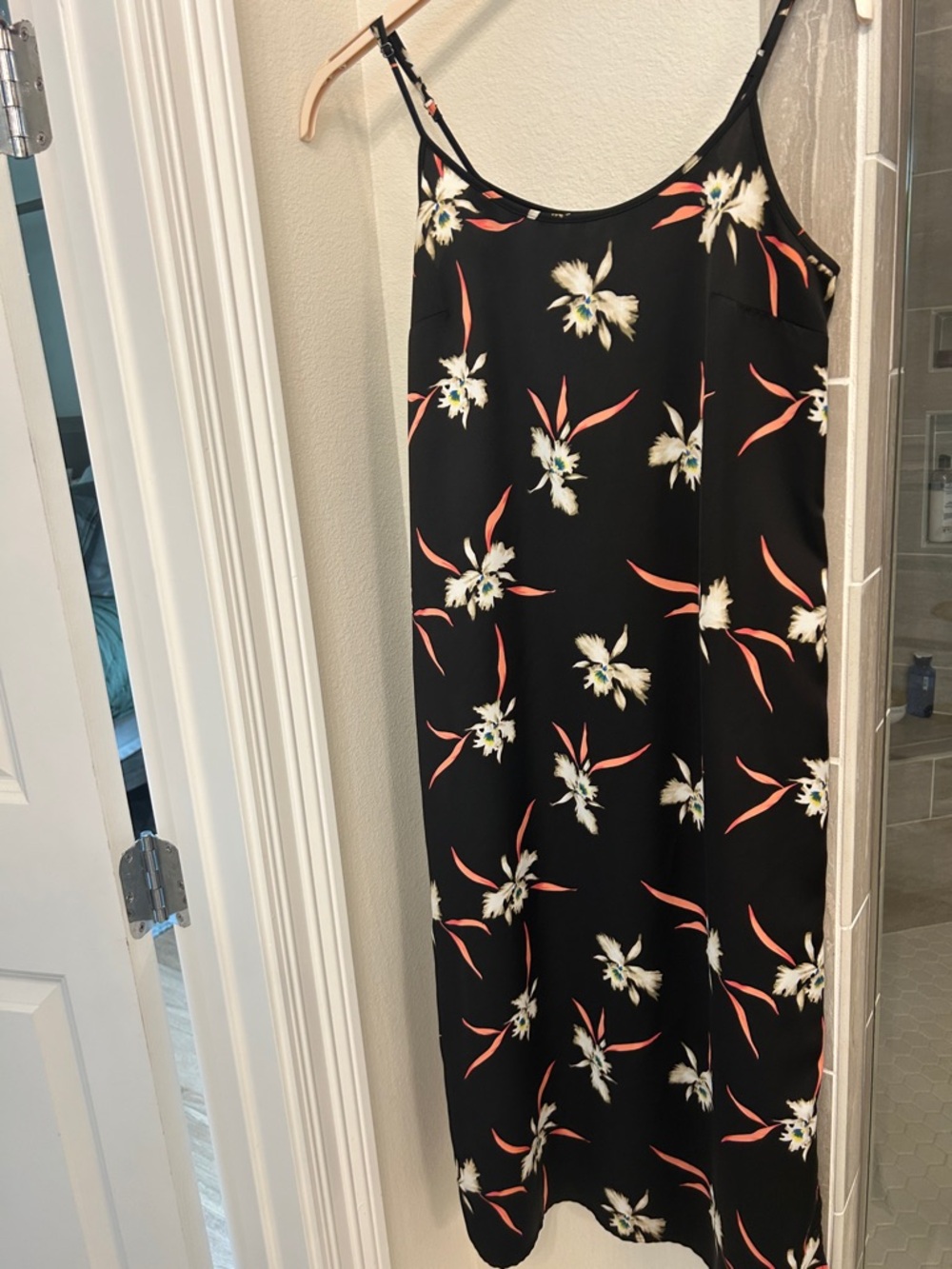 J. Crew Factory Black Floral Slip Dress